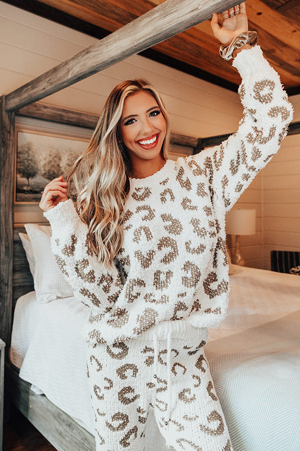 Cue The Cuddles Leopard Sweater in Martini Olive Image - 1