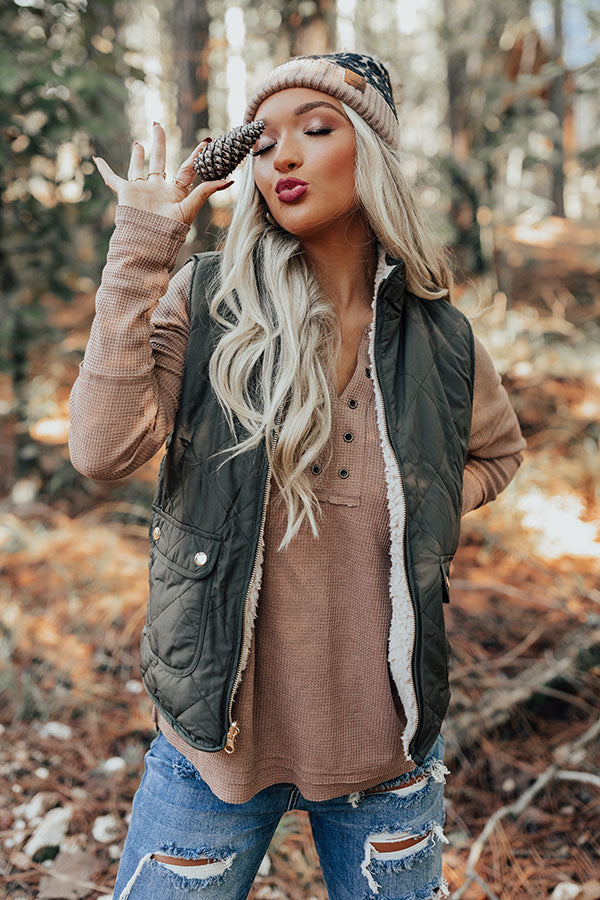Blue Ridge Weekend Sherpa Lined Vest In Army Green