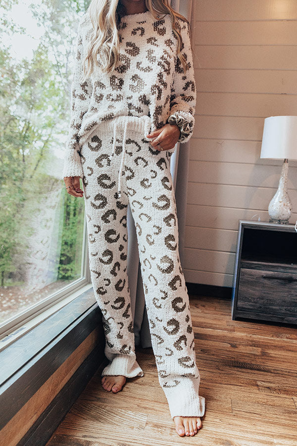Cue The Cuddles Leopard Pants in Martini Olive Image - 2