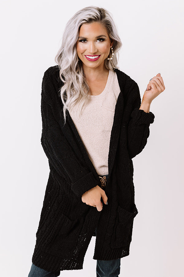 Nothing But The Best Cable Knit Cardigan In Black