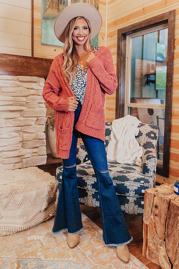 Nothing But The Best Cable Knit Cardigan In Rose Image - 1