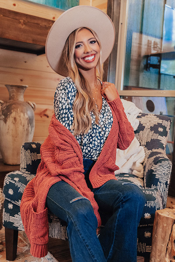 Nothing But The Best Cable Knit Cardigan In Rose Image - 3