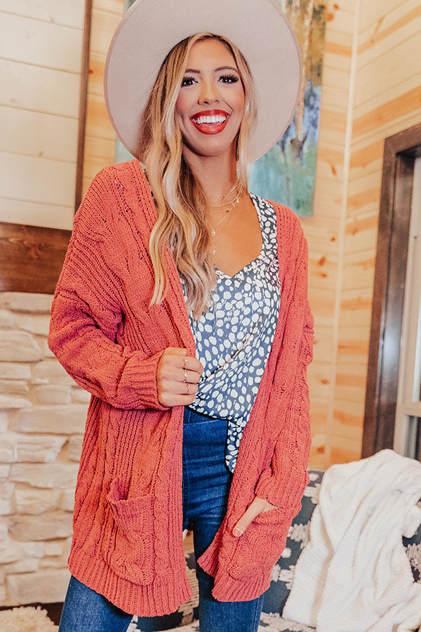 Nothing But The Best Cable Knit Cardigan In Rose Image - 5
