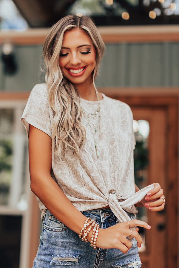 Latte Social Snake Print Tie Top Image - 2