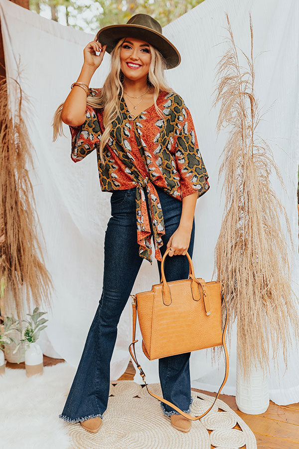 Notoriously Chic Snake Print Tie Top in Rust Image - 4