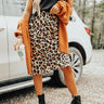 Coffee Until Cocktails Satin Midi in Leopard Champagne Image - 1