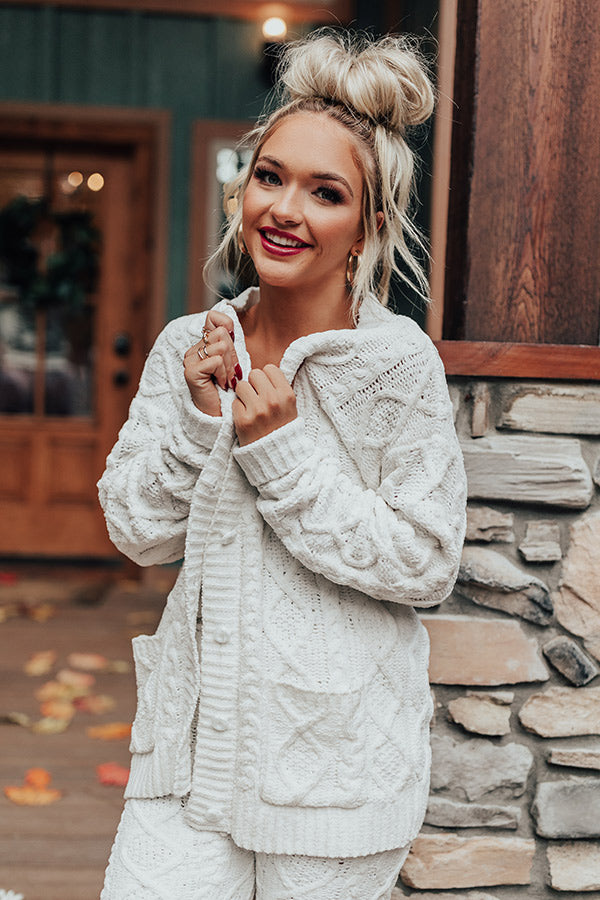 Never Too Cozy Cable Knit Cardigan In White Image - 1