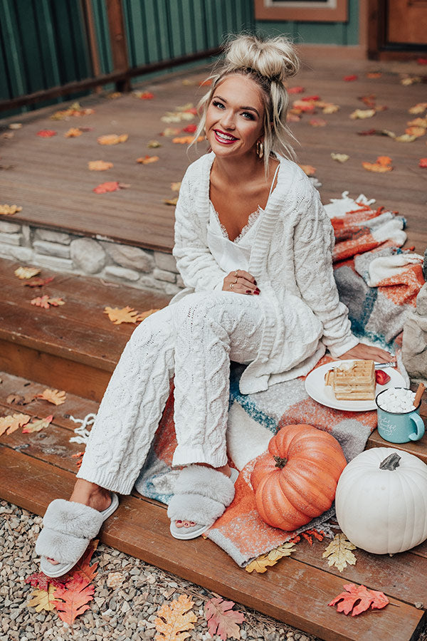 Never Too Cozy Cable Knit Cardigan In White Image - 4