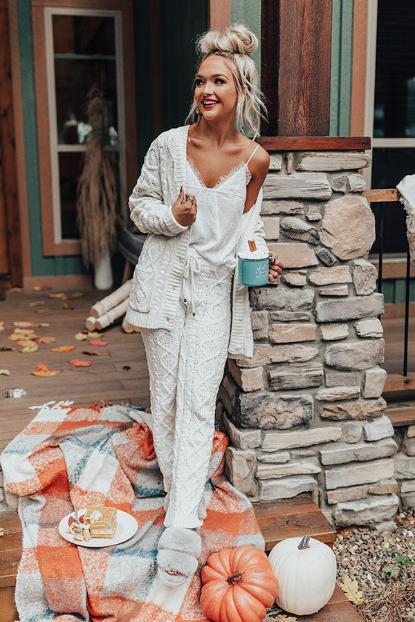 Never Too Cozy Cable Knit Cardigan In White Image - 5