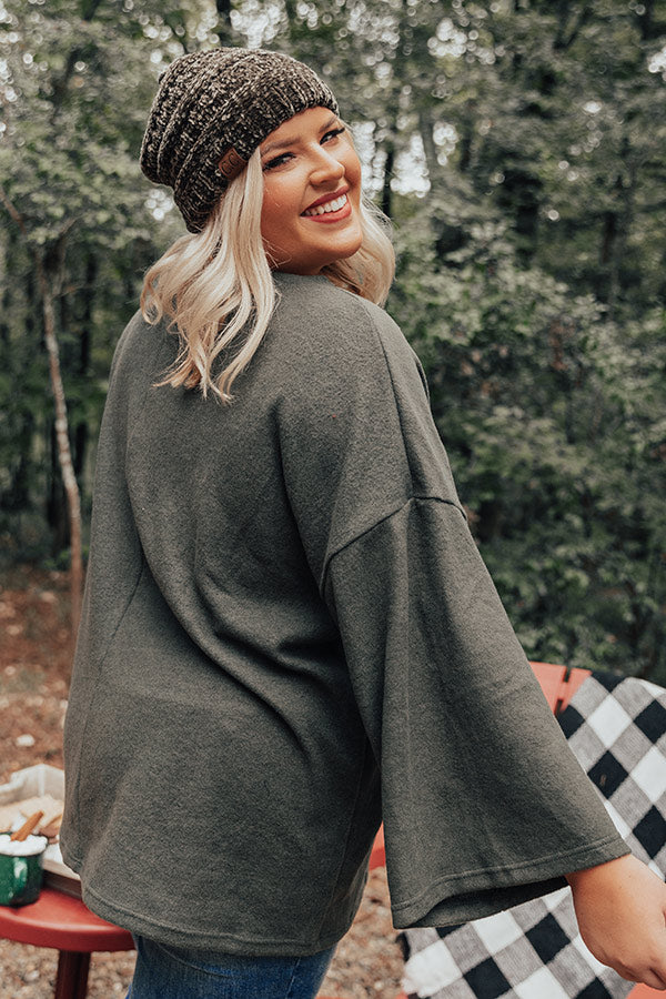Cabin Life Sweatshirt In Olive   Curves Image - 4