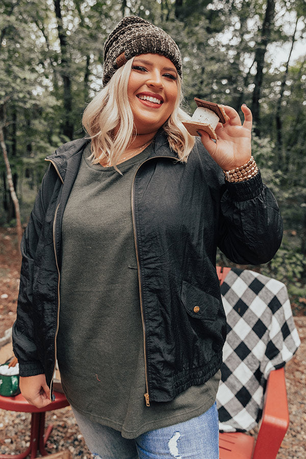 Cabin Life Sweatshirt In Olive   Curves Image - 5