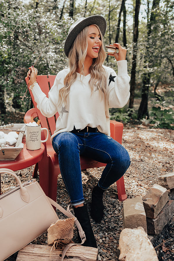 Sippin' Under The Stars Sweater In White Image - 1
