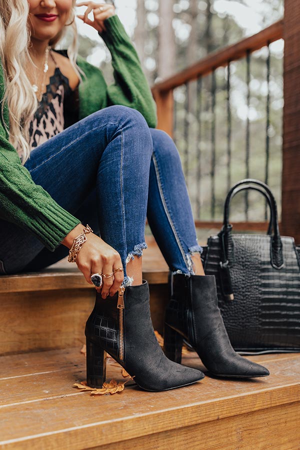 The Bailee Faux Suede Bootie In Black