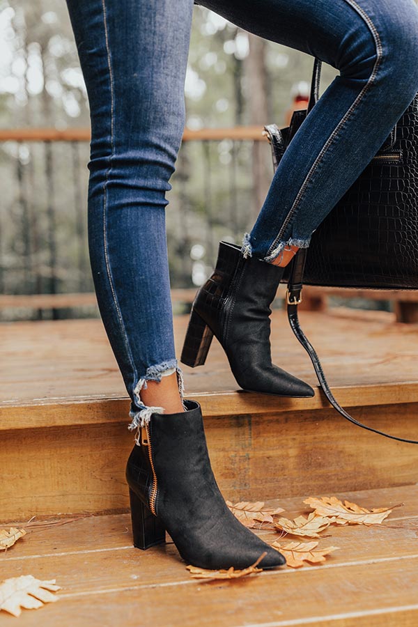 The Bailee Faux Suede Bootie In Black Image - 3