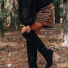 The Gracelynn Faux Suede Thigh High Boot In Black Image - 1