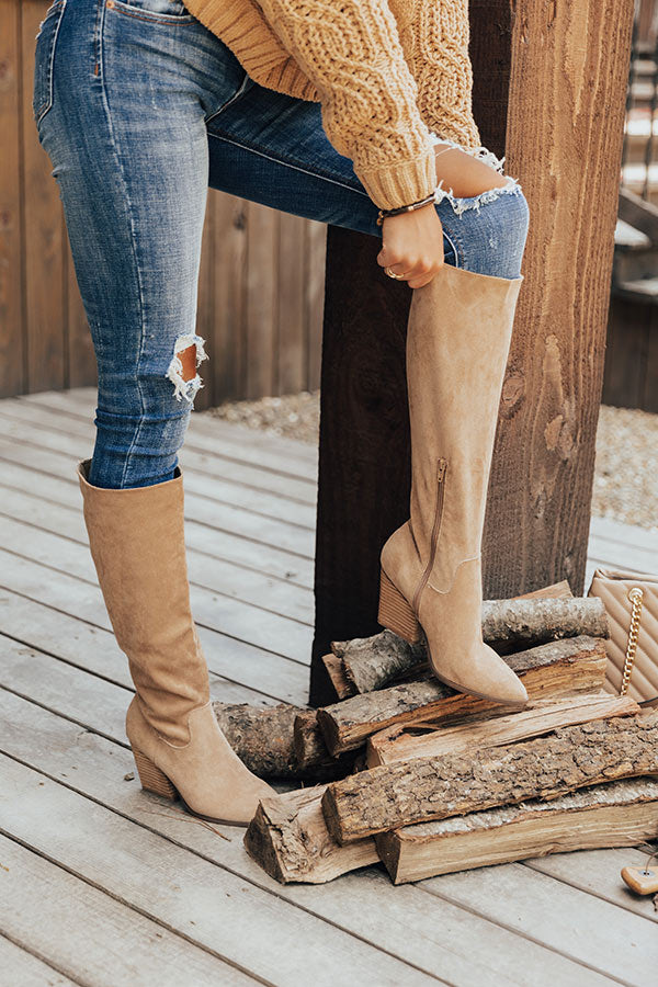 The Aura Faux Suede Boot In Iced Mocha