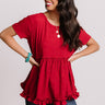 Kisses In Capri Babydoll Top In Red Image - 1