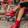 The Cora Faux Leather Bootie In Red Image - 1