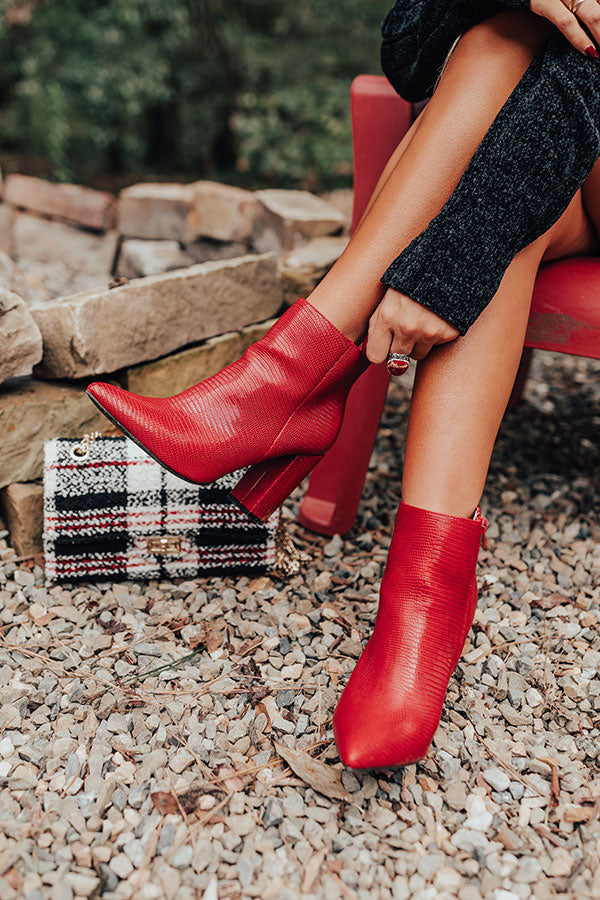 The Cora Faux Leather Bootie In Red Image - 3
