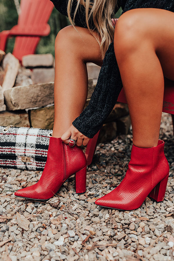 The Cora Faux Leather Bootie In Red Image - 4
