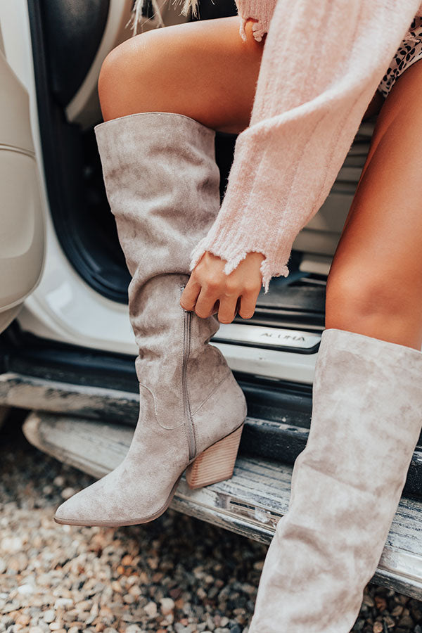 The Aura Faux Suede Boot In Taupe Image - 2