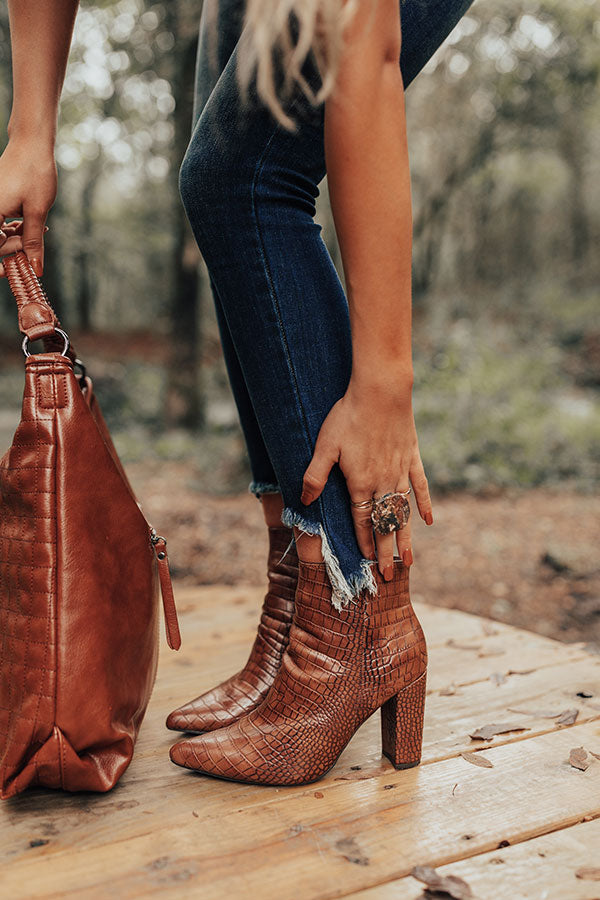 The Cora Faux Leather Bootie In Brown