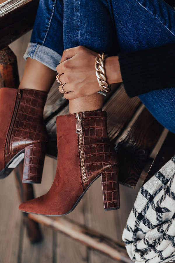 The Bailee Faux Suede Bootie In Rust Image - 4