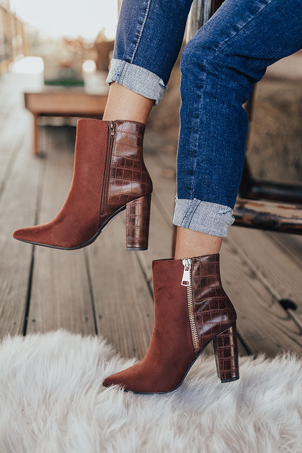The Bailee Faux Suede Bootie In Rust Image - 5