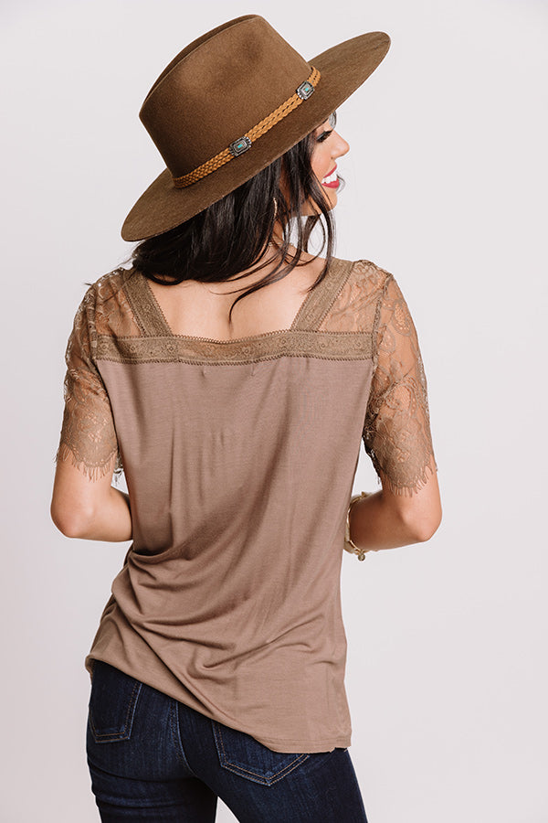 Sights On The Sea Lace Top In Mocha Image - 5