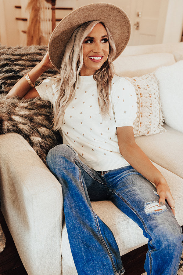 Spotted Around Town Embroidered Top In White