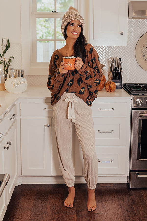 Cozy A La Mode Knit Joggers In Cream