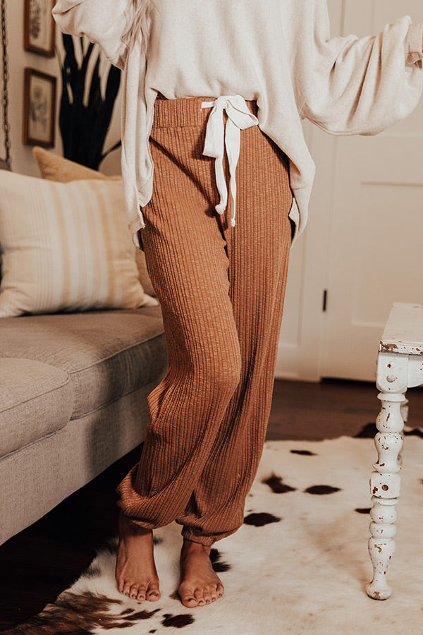 Cozy A La Mode Knit Joggers In Camel Image - 2