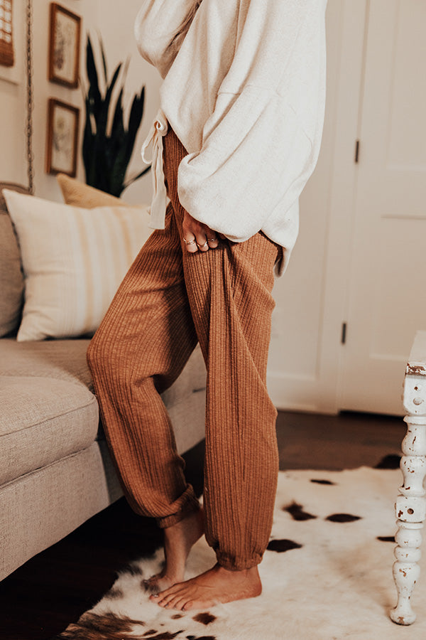 Cozy A La Mode Knit Joggers In Camel Image - 3