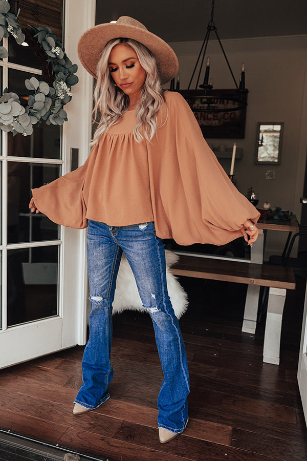 Better In The Berkshires Shift Top In Iced Mocha