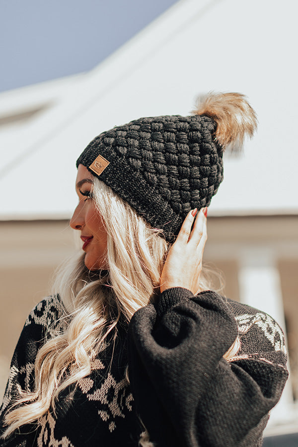 Cozy Mood Fleece Lined Beanie in Black