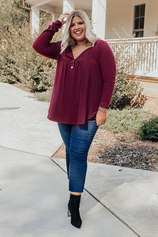 Vivid Autumn Shift Top In Merlot Curves Image - 1