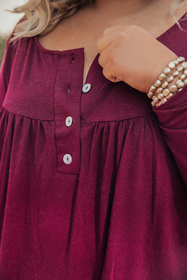 Vivid Autumn Shift Top In Merlot Curves Image - 5