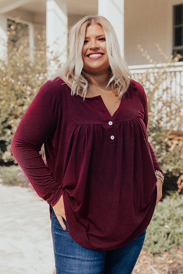 Vivid Autumn Shift Top In Merlot Curves Image - 2
