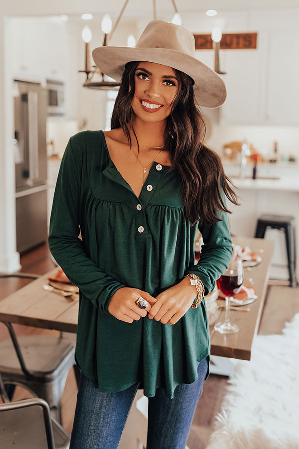 Vivid Autumn Shift Top In Hunter Green