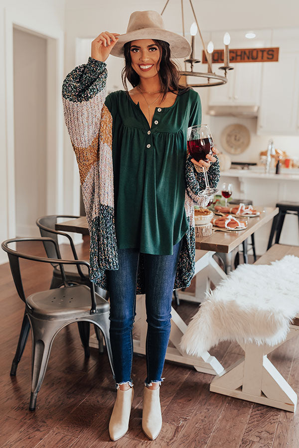 Vivid Autumn Shift Top In Hunter Green Image - 2