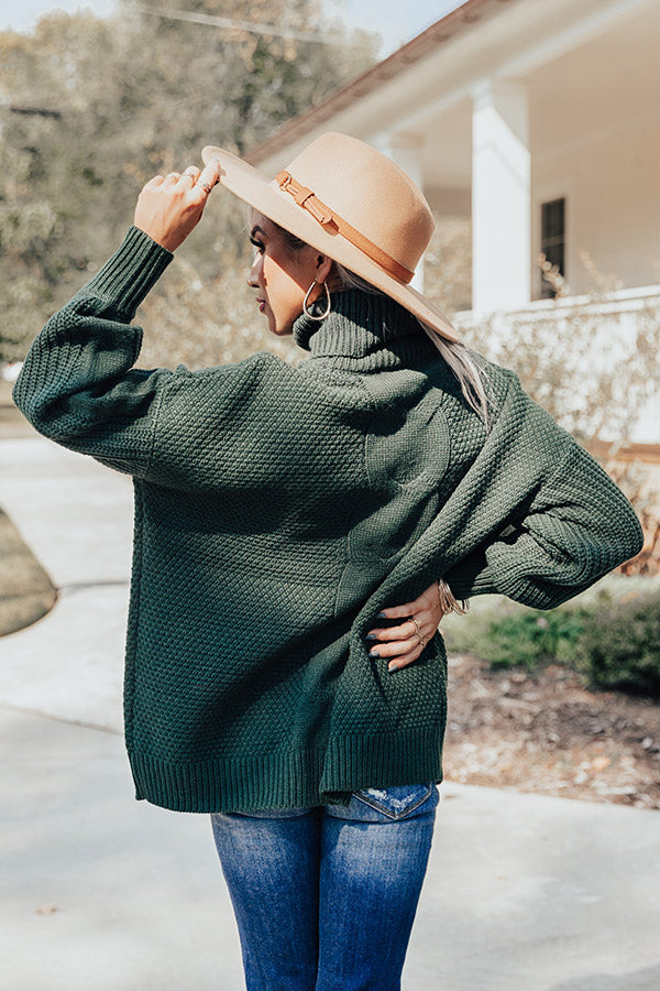 Chilly Vibes Knit Sweater In Hunter Green Image - 5