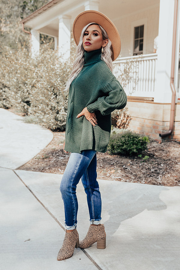Chilly Vibes Knit Sweater In Hunter Green Image - 4