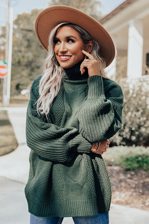 Chilly Vibes Knit Sweater In Hunter Green Image - 1