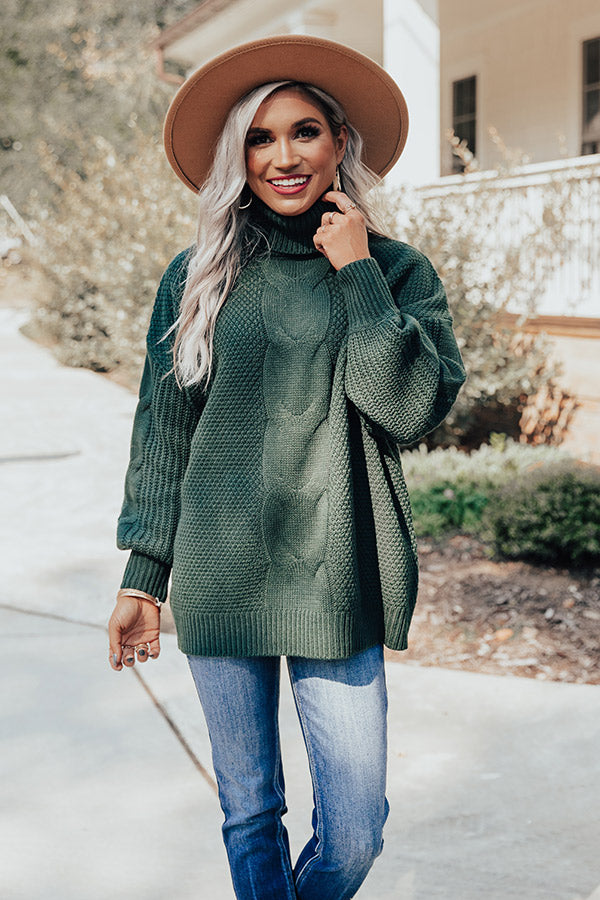 Chilly Vibes Knit Sweater In Hunter Green Image - 2