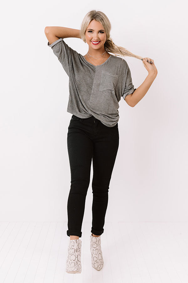 Off The Clock Shift Top In Dark Grey Image - 1