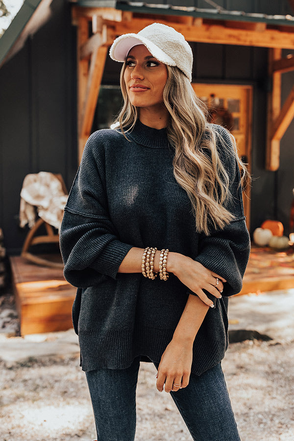 Full Of Warmth Tunic Sweater In Charcoal Image - 2