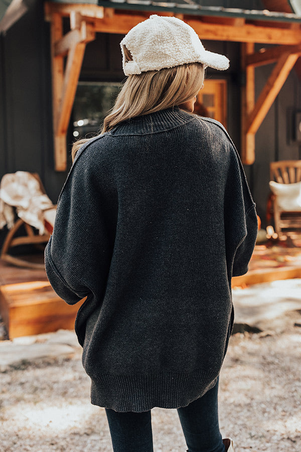 Full Of Warmth Tunic Sweater In Charcoal Image - 4