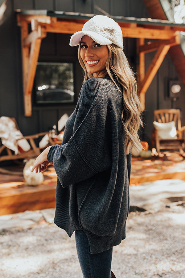 Full Of Warmth Tunic Sweater In Charcoal Image - 3