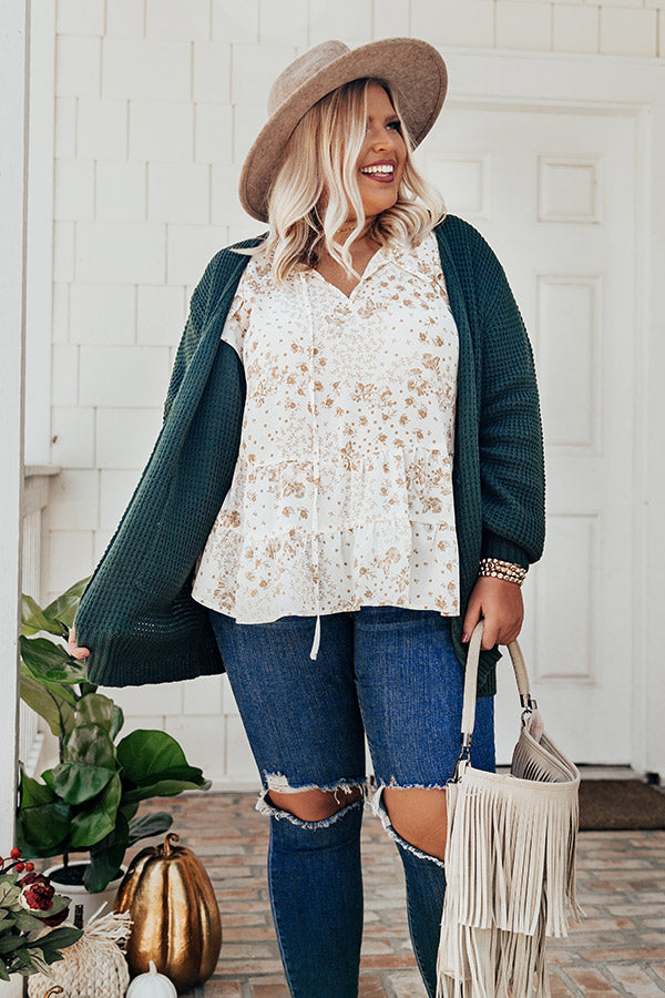 Fall Hike Knit Cardigan In Hunter Green Curves Image - 2
