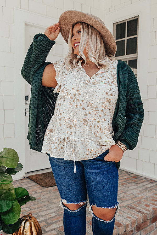 Fall Hike Knit Cardigan In Hunter Green Curves Image - 1